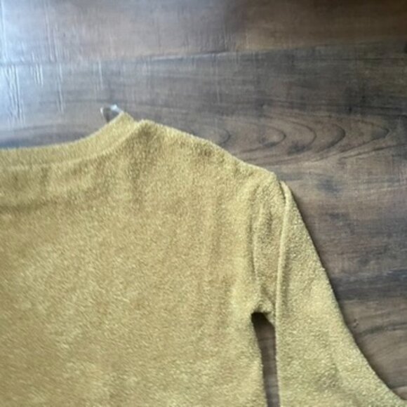 Sadie & Sage Mustard Yellow Textured Cropped Sweater Top Size M Made in USA - Picture 6 of 6